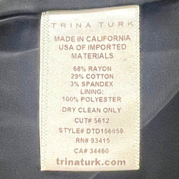 Trina Turk Natasha Black & Blue Floral Short Sleeve Sheath Dress Size 6 Career - Picture 10 of 10